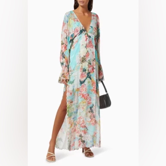 HEMANT & NANDITA Dresses & Skirts - HEMANT & NANDITA Floral Maxi Dress - Blue and Pink